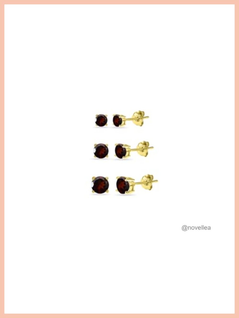 Sterling Silver Garnet Stud Earrings 3-4-5mm Set Prong